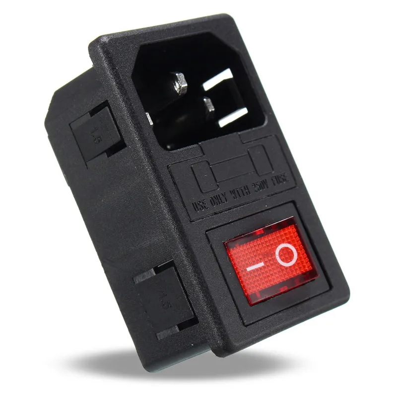 Excellway 10A 250V красный кулисный выключатель с плавким предохранителем IEC 320 C14 на