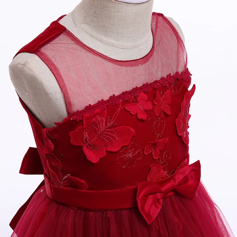 Girl Party Dress Princess Sleeveless Mesh Embroidery Christmas Dresses Toddler Kids Wedding Children Vestidos |