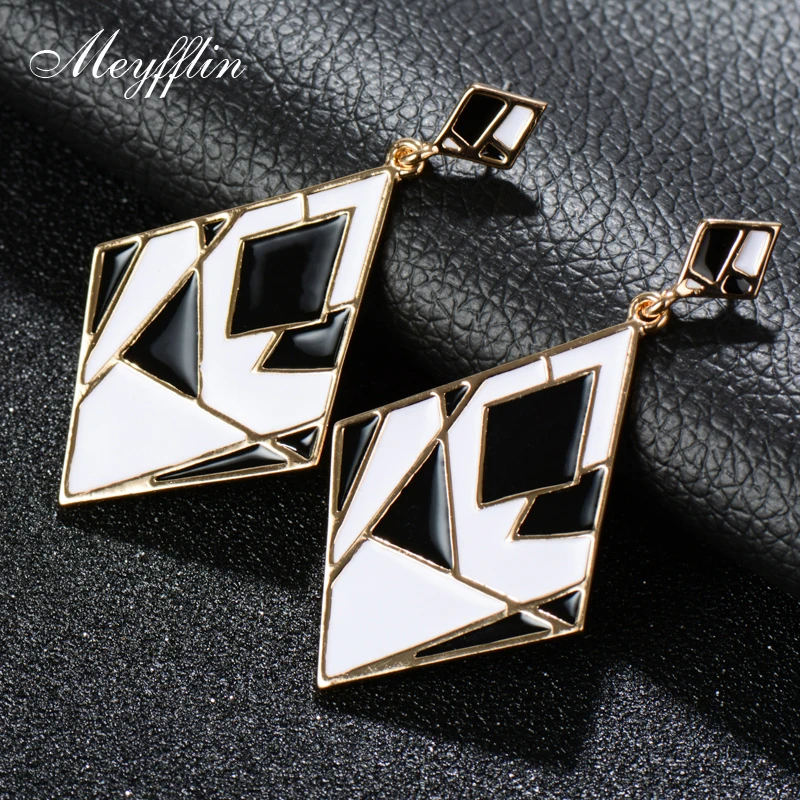 Женские длинные серьги Meyfflin золотистые эмалированные серьги-подвески в стиле