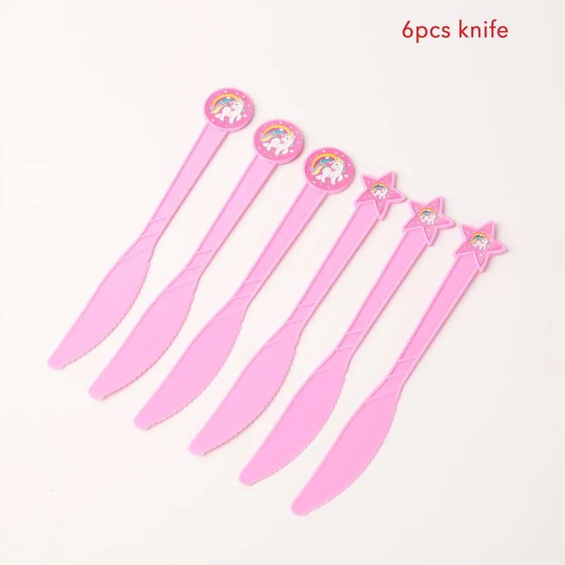 Unicorn knife Одноразовая посуда для вечеринок с единорогом, радужная тарелка с единорогом, бумажные салфетки с рисунком лошади, украшение для детской вечеринки на день рождения - Цвет: Unicorn knife