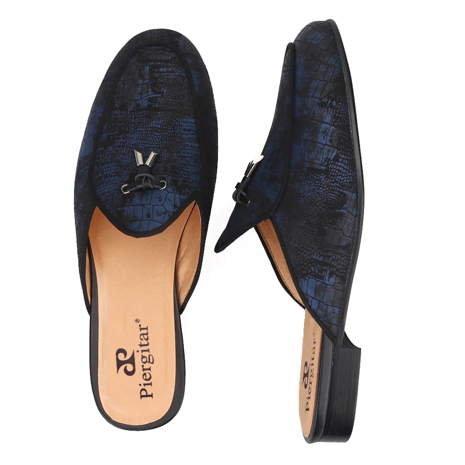 Piergitar/2021 ручной работы с узором крокодиловая кожа мужские Шлёпанцы металлической