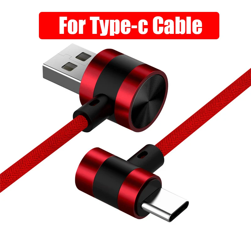 90 градусов локоть USB C Micro USB кабель 2.1A быстрое зарядное устройство USB шнур L Тип Нейлоновый плетеный кабель для передачи данных для huawei samsung sony Xiaomi - Цвет: For Type-c cable