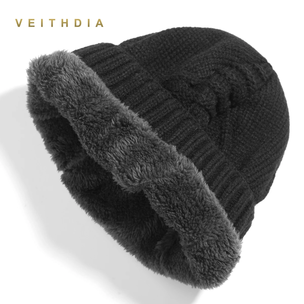 Зимняя шапка VEITHDIA мужские вязаные облегающие шапки теплая мешковатые Брендовые