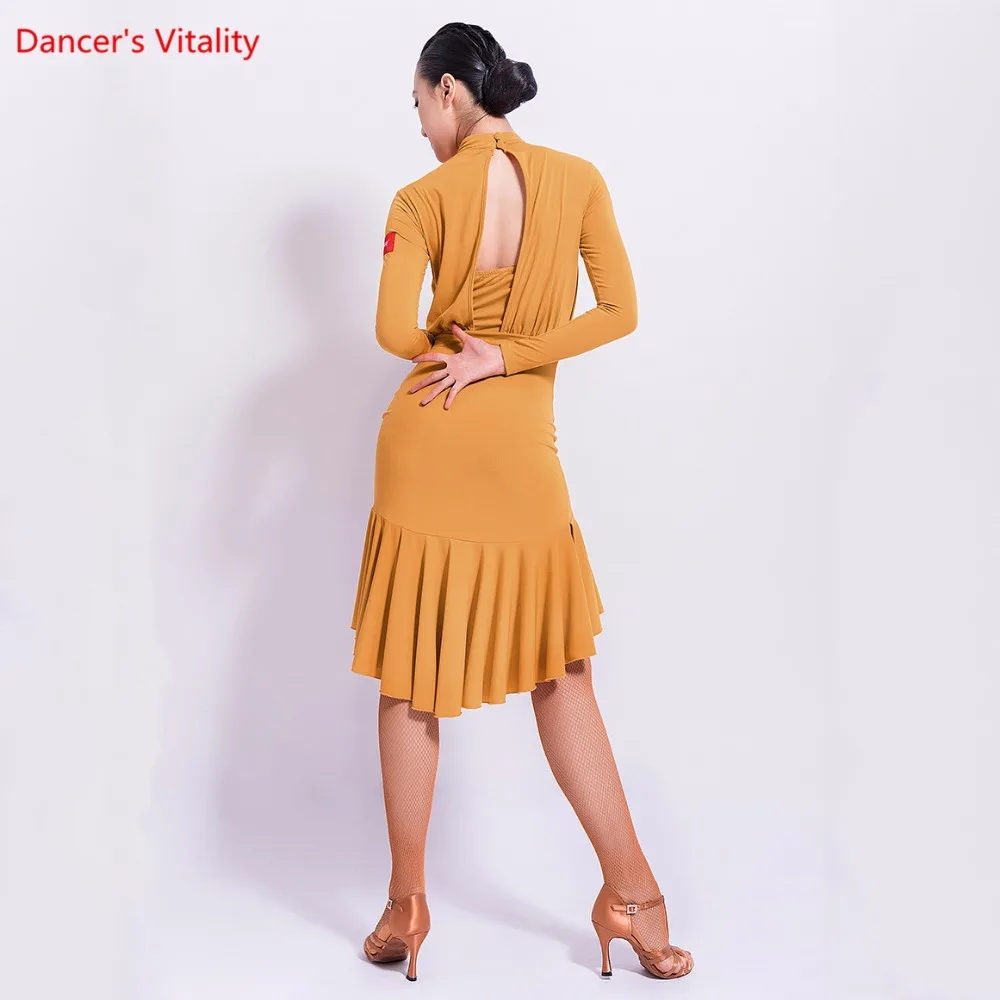 Новинка платье для латинских танцев взрослых сексуальное с оборками женские