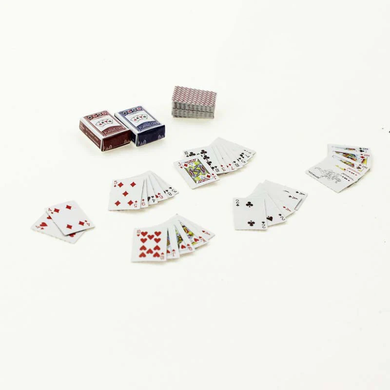 

2 Set 1:12 Cute Mini Poker Cute Miniature Dollhouse Playing Cards Style Random Mini Cute Poker For Dollhouse