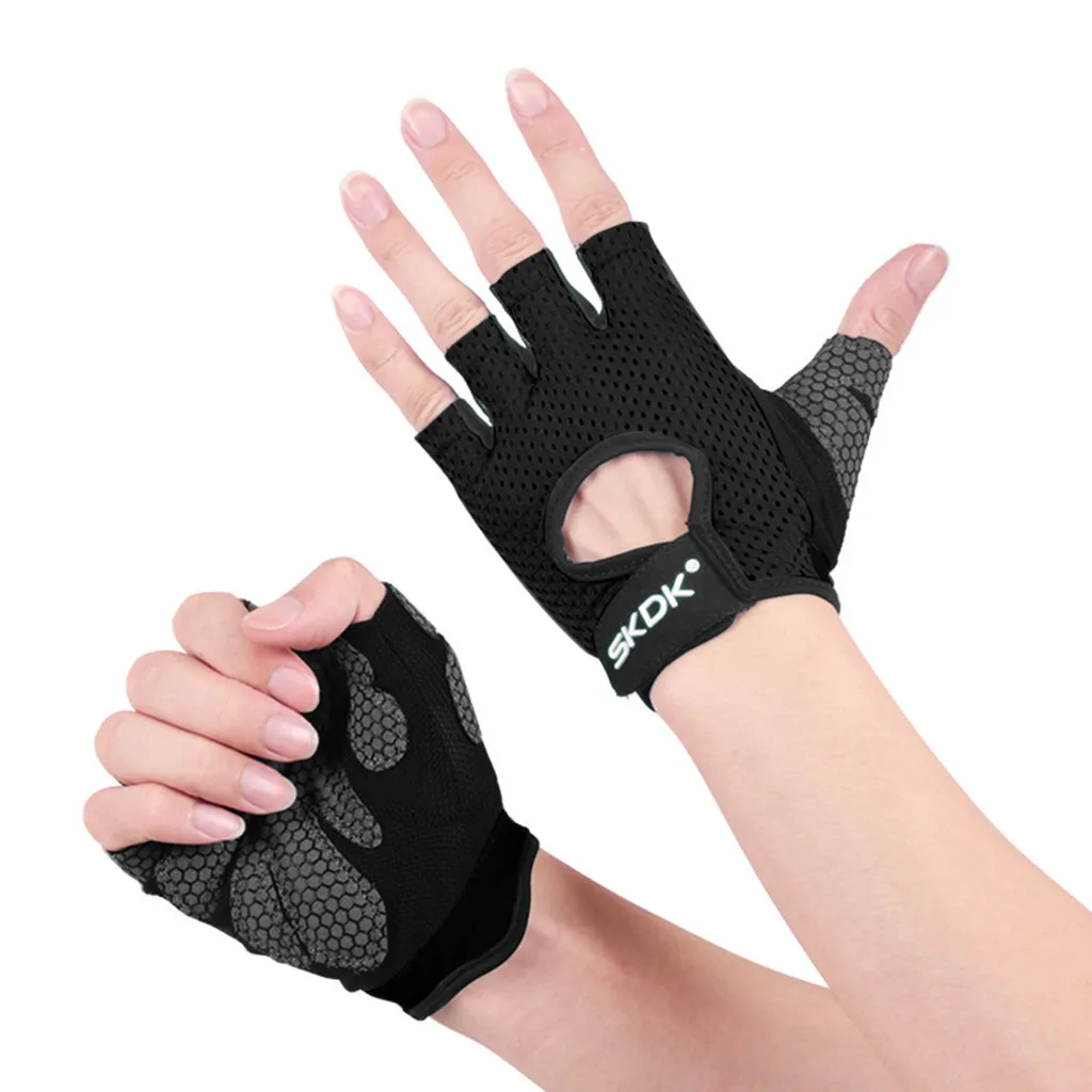 BK 1 Pair Men/Women Gym Half Finger Sports Fitness Exercise Training Wrist Gloves Anti-slip Resistance Weightlifting Gloves - Цвет: BK