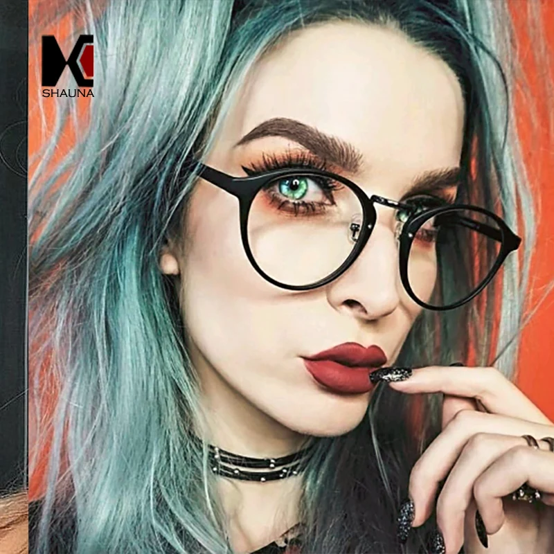 Мужские и женские очки с круглой оправой SHAUNA брендовые дизайнерские черные