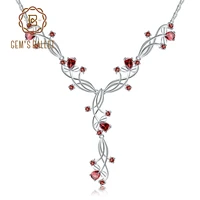 gems ballet 8 08ct natural red garnet bridal necklace for women 925 sterling silver gemstone necklace wedding jewelry