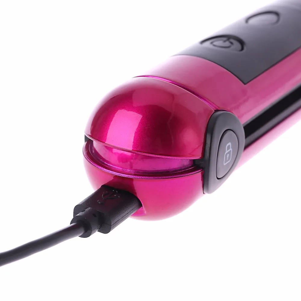 

2 in 1 LED Wireless USB Rechargeable Hair Straightener Curler Curling Tool