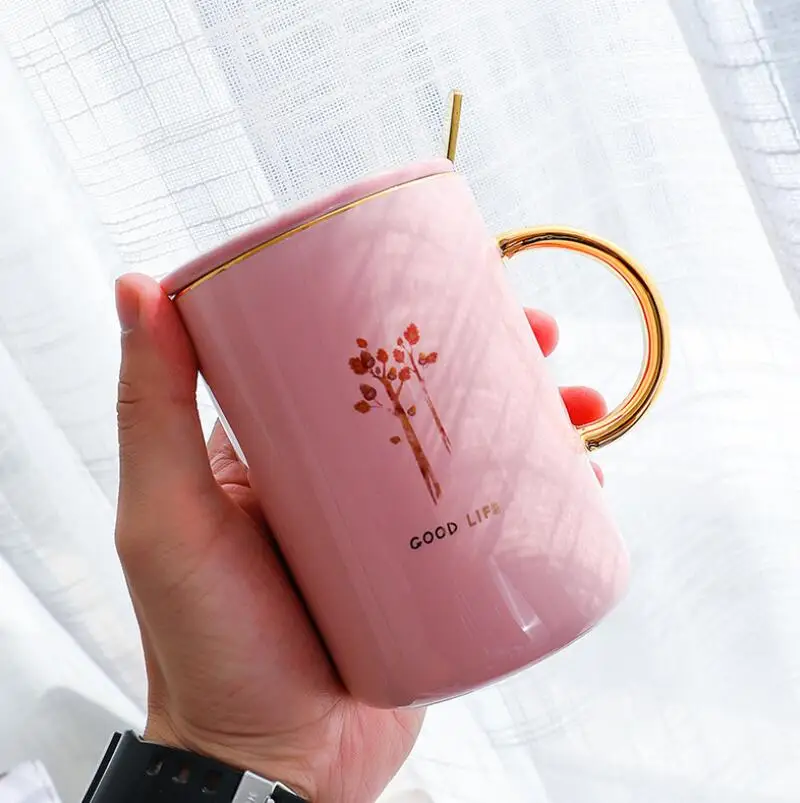 2019 модная розовая керамическая чашка офисные кружки креативная кофейная с
