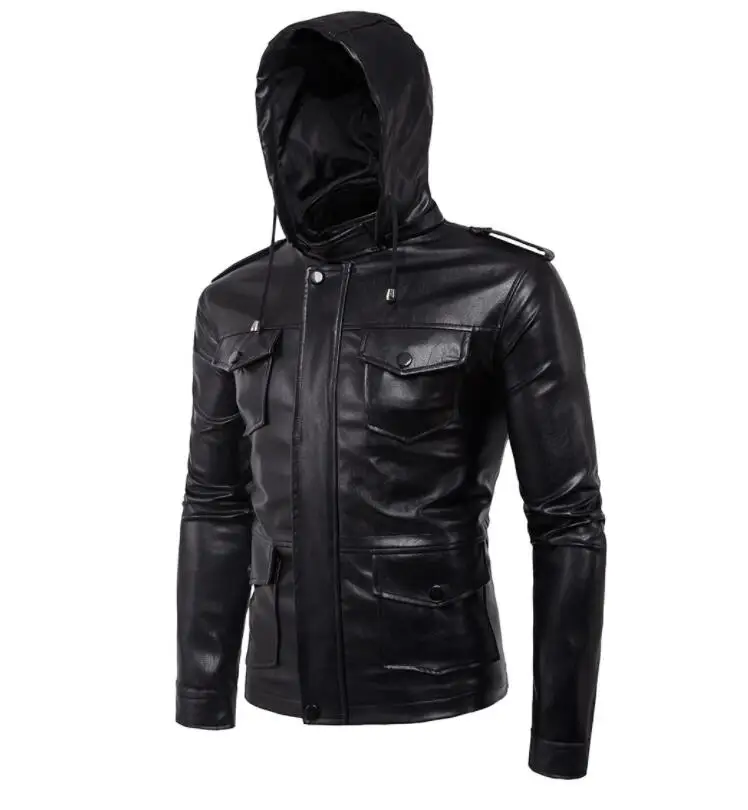 Индивидуализированная мотоциклетная мужская кожаная куртка облегающее пальто
