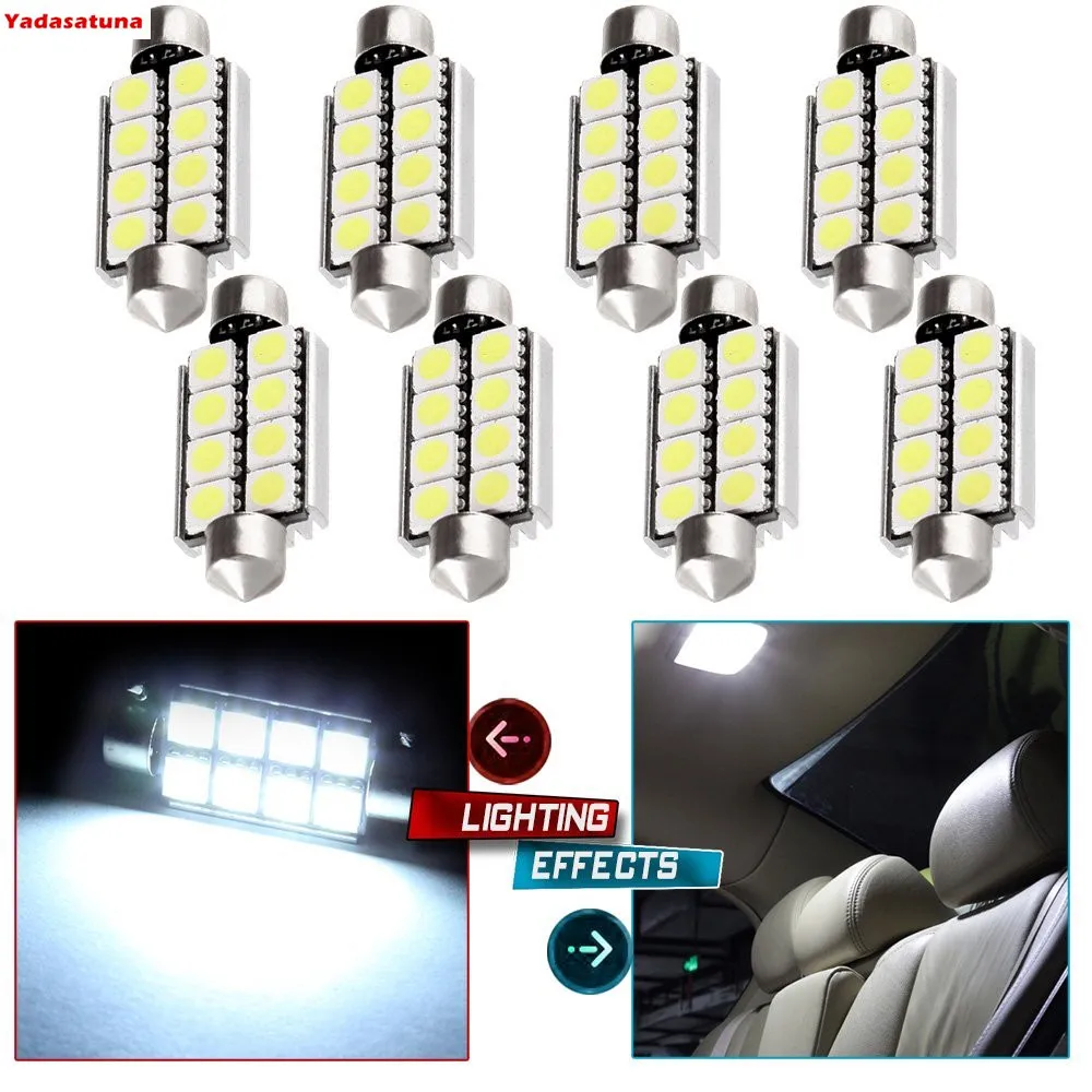 

Kit 10 Lampada Torpedo Canbus Canceller Led Super Branca Teto Placa 41mm 8 Leds 5050 Smd Luz Cortesia Placa Teto