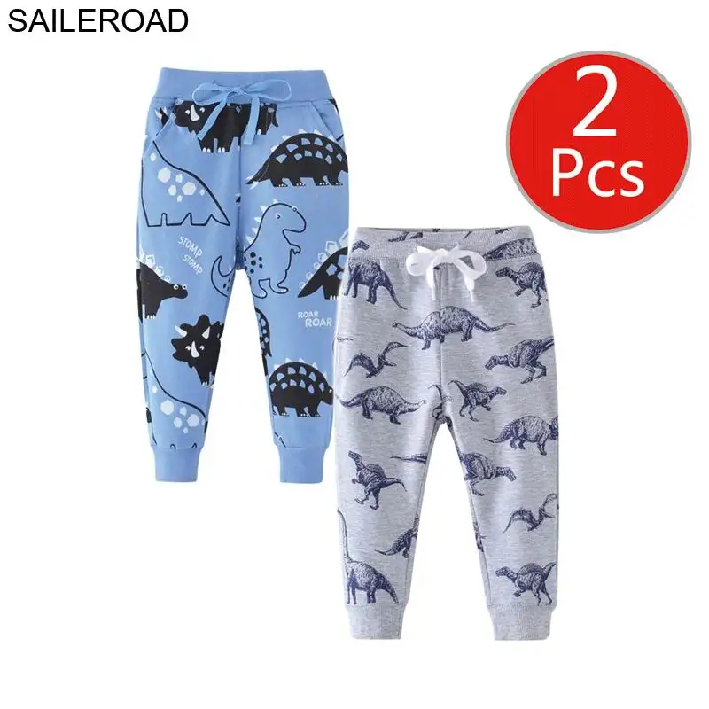 SAILEROAD 2 шт. Мультфильм Обнимаю Меня Брюки Динозавров Дети Мальчики Осень Одежда 7