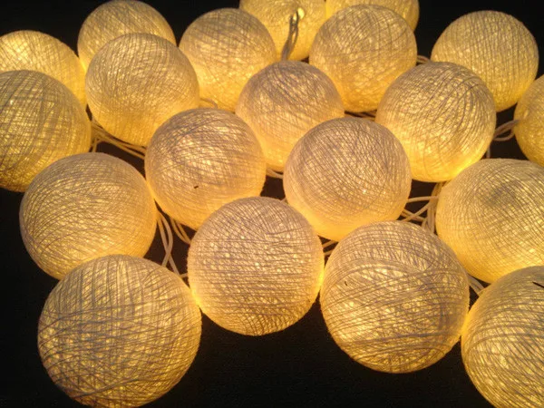 20 Balls/pcs Cream white Ivory White Cotton Balls Fairy String Lights Christmas Wedding Halloween gift Free Shipping | Лампы и