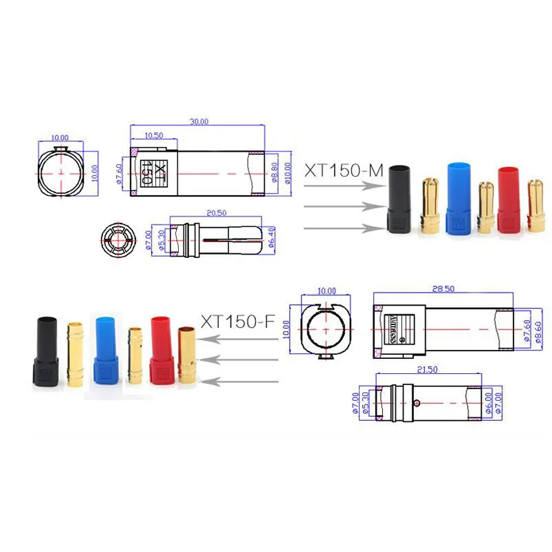 9Pairs AMASS XT150 Connector Adapter Male Female Plug 6mm Gold Banana Bullet | Игрушки и хобби