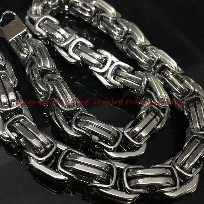 

Whoesale 7"-40" Promotion Heavy 12/15mm Mens Chain Necklace Stainless Steel Silver Color Byzantine Chain High Quality