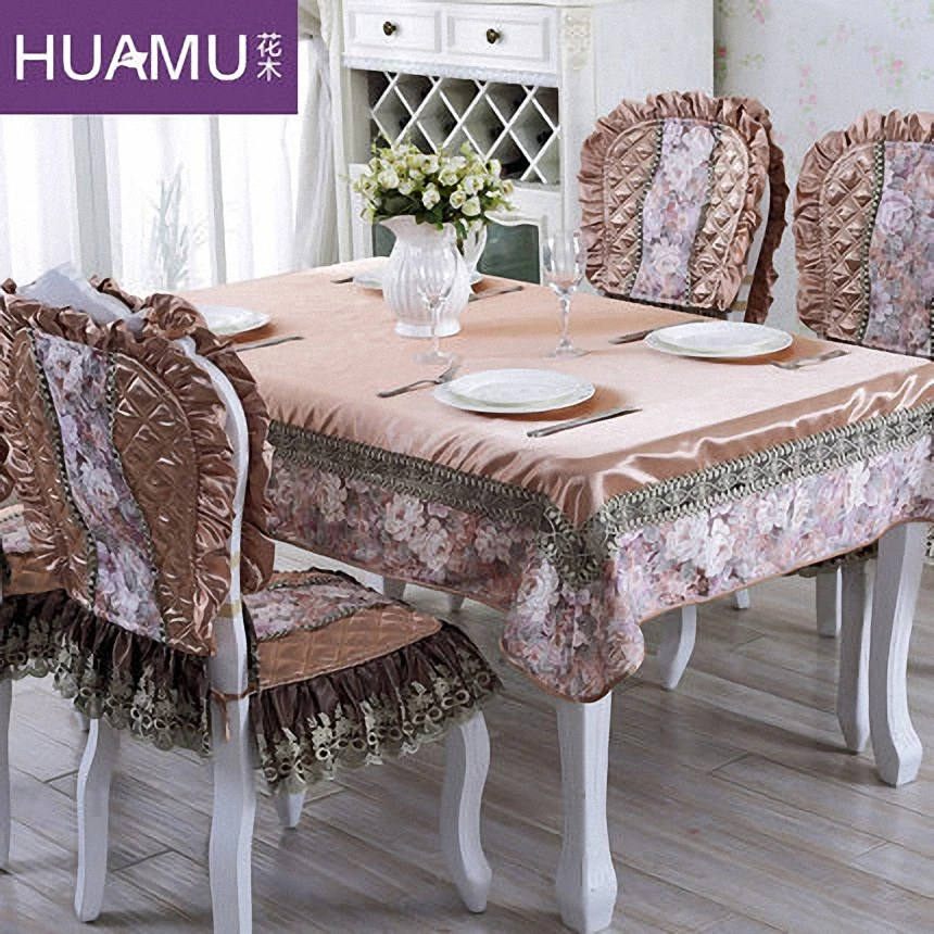 Высококачественная розовая коричневая Европейская скатерть для обеденного