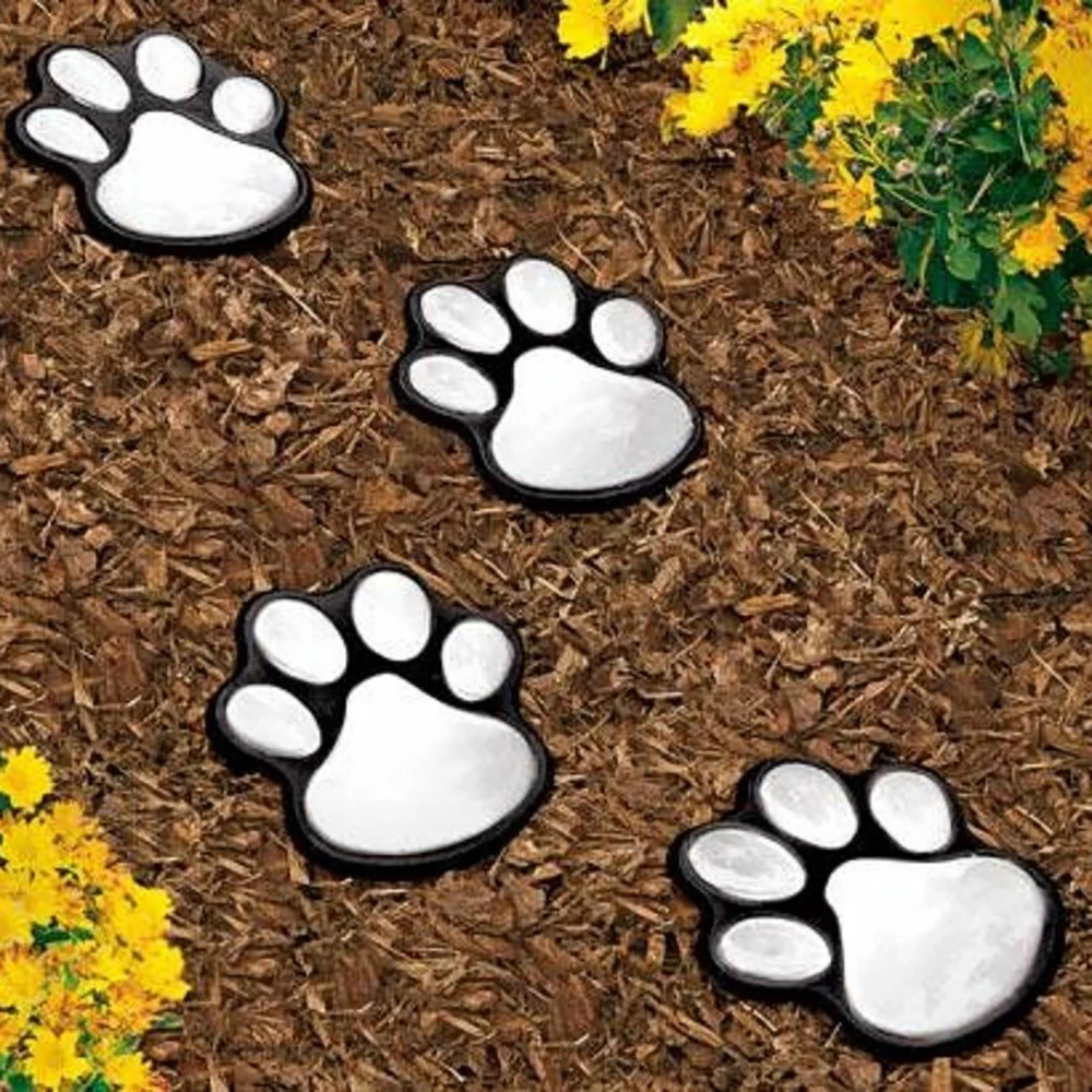 Светодиодный фонарь на солнечной батарее с принтом лап животного для сада улицы