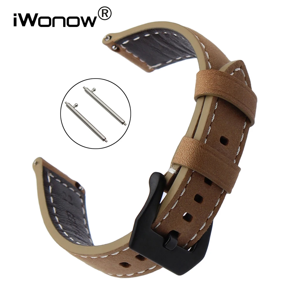 

Italian Genuine Leather Watchband Quick Release for Xiaomi Huami Amazfit 2 / 2S Watch Band Stainless Steel Clasp Wrist Strap