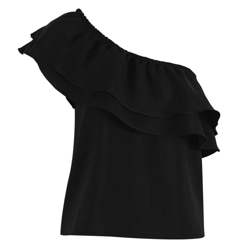 2018 летние топы для Для женщин рюшами с плеча короткий рукав блузка Femme Дамская