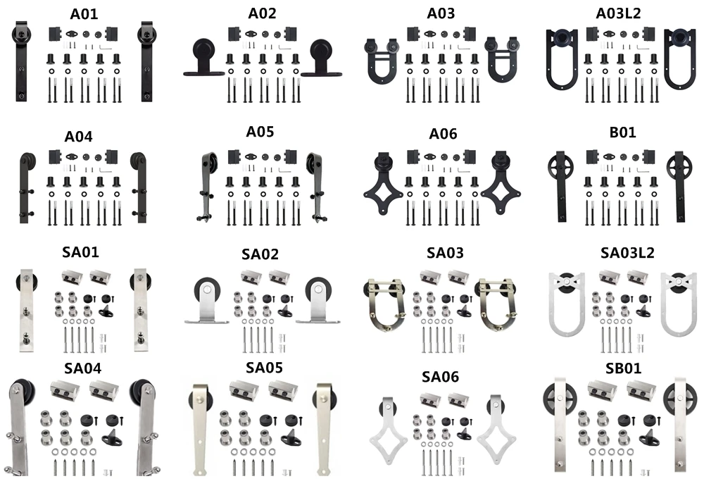Stainless steel and carbon steel Rustic sliding door fittings kit without rail