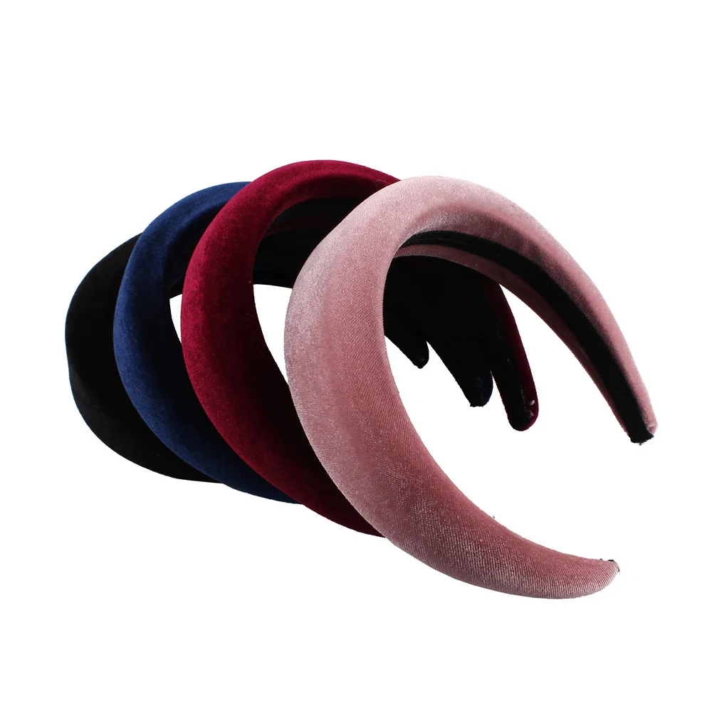 

High Quality New Thick Velvet 4CM Hairbands Hair Accessories Head Band Plastic Headbands Fashion Headwear For Ladies Headdress