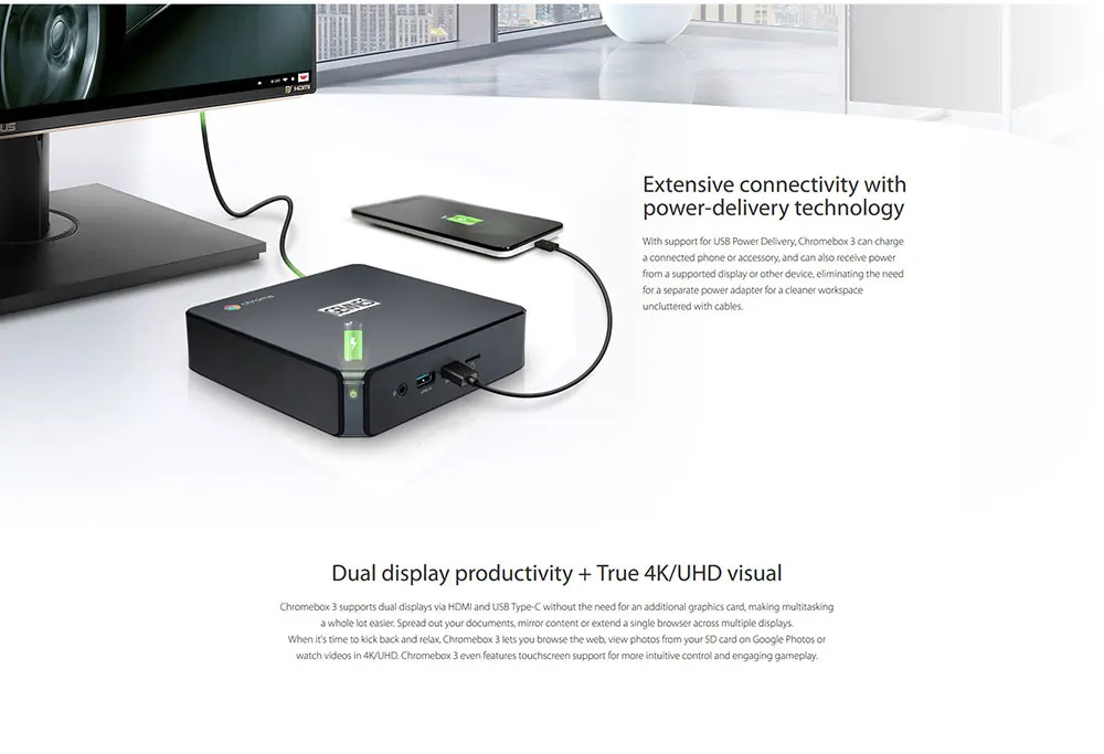 Chromebox Мини ПК Windows 10 совместимый 8-поколения процессор Intel KBL-U 3865U Dual 4k usb type-C PD 4G-DDR4 32G-mSATA