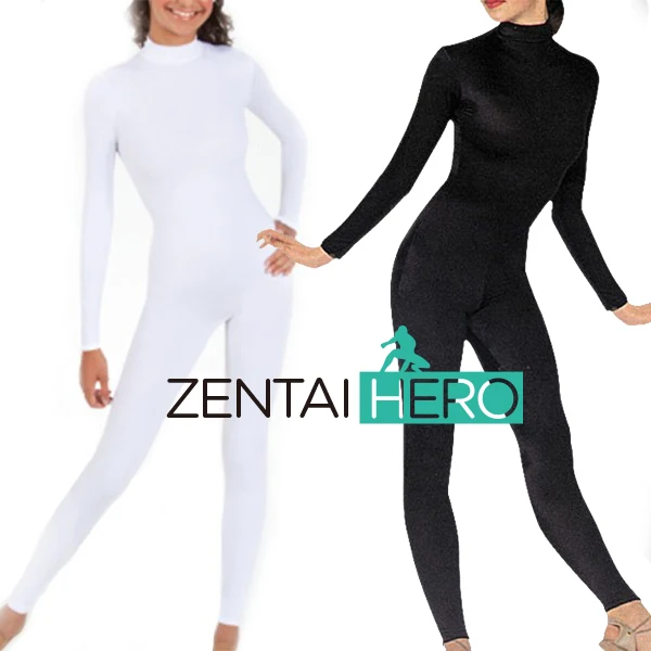 

Hot Sale Sexy Catsuit Women's Lycra Spandex Unitard Catsuit Bodysuit No Hand Plus Size Black&White TM001