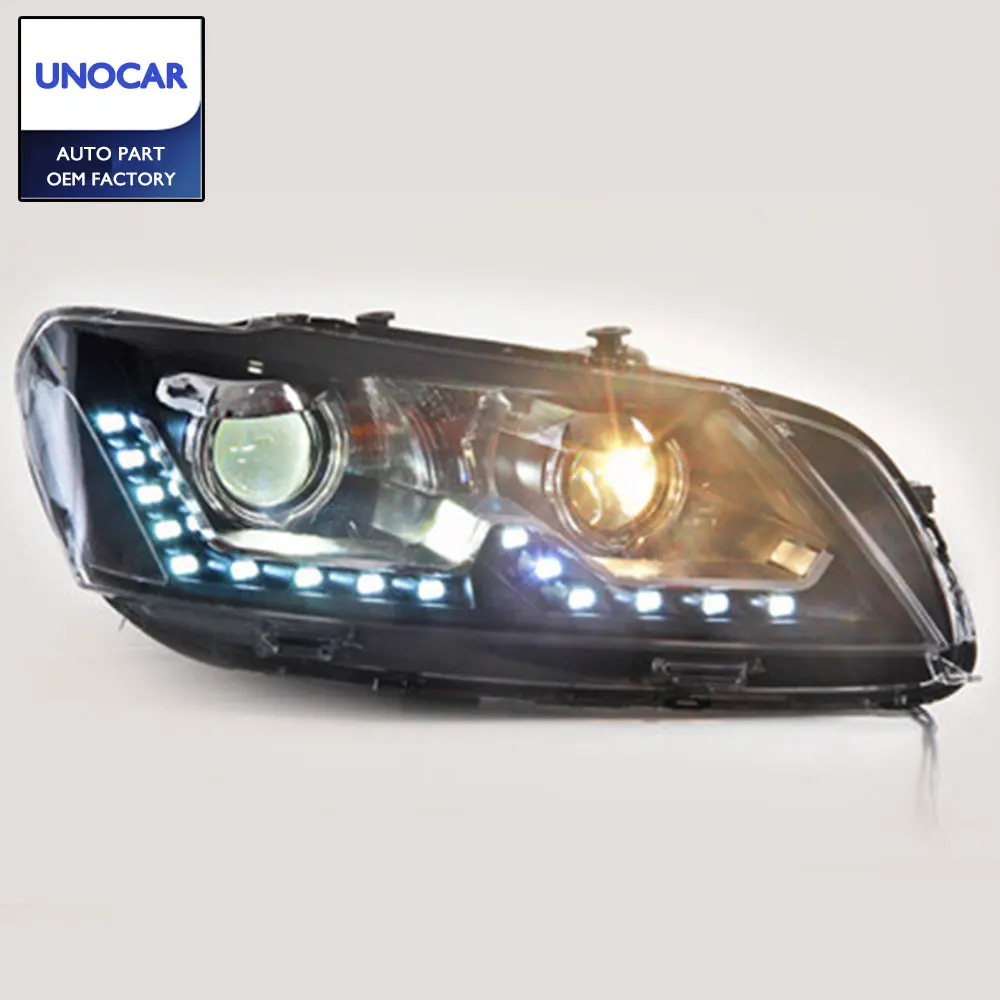 Для Фольксваген Passat B7 фара 2011 2015 фары светодиодный налобный фонарь Bi Xenon Высокий
