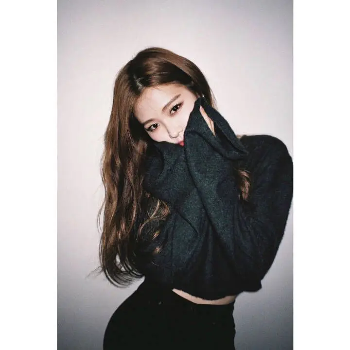 Kpop розовые черные толстовки с круглым вырезом женские корейские вязаные
