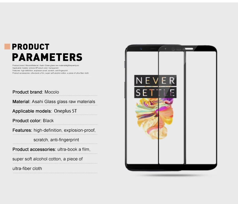 Mocolo для oneplus 5 T закаленное стекло Premium Стекло для один плюс 5 т 2.5D Arc изогнутые защиты полное покрытие Экран протектор oneplus 5 т
