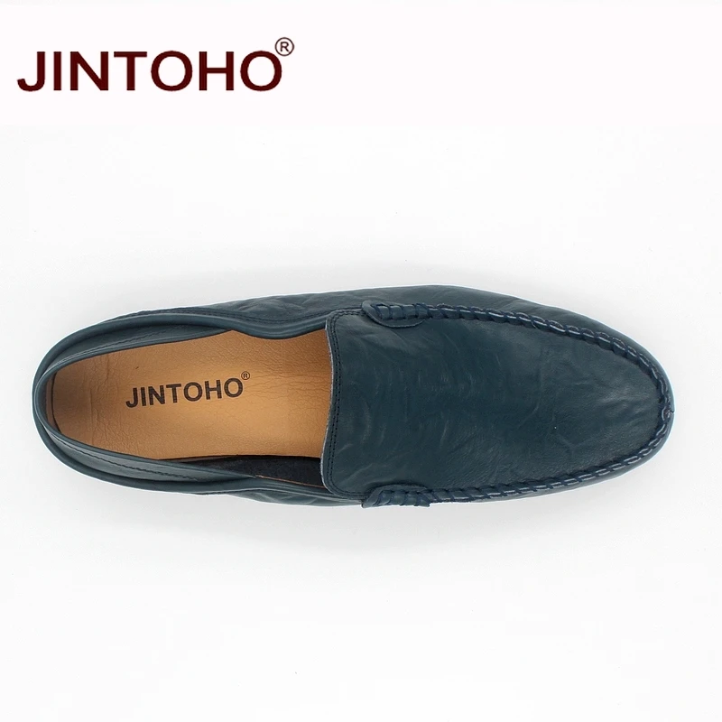 Мужские мокасины JINTOHO повседневные Мокасины из натуральной кожи без шнуровки на