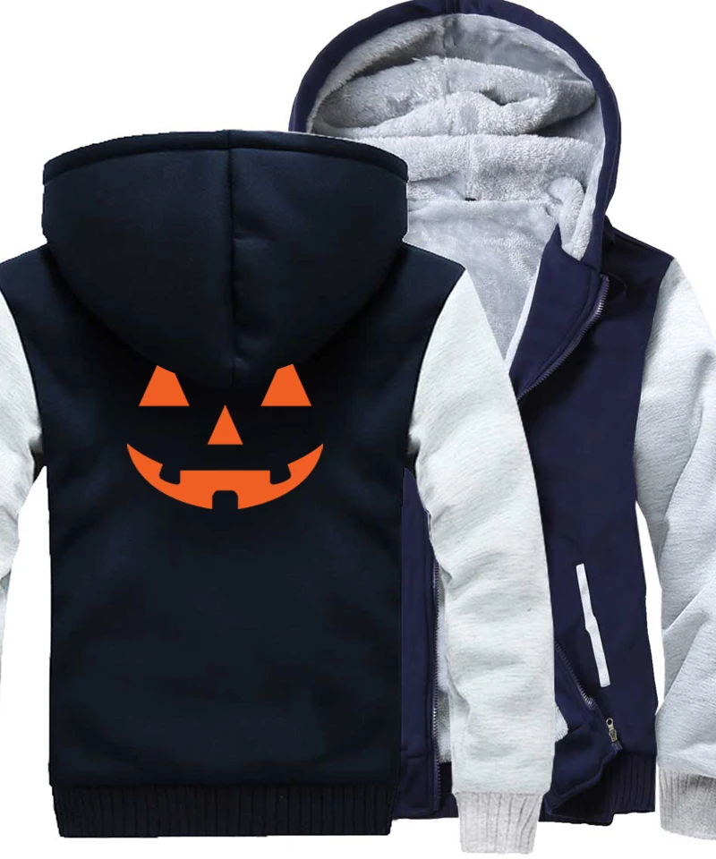 

Men's Sportswear Hoodies Hip Hop 2019 Winter Fleece Sweatshirts JACK O' LANTERN PUMPKIN Halloween Costume Evil Smile Men Hoody