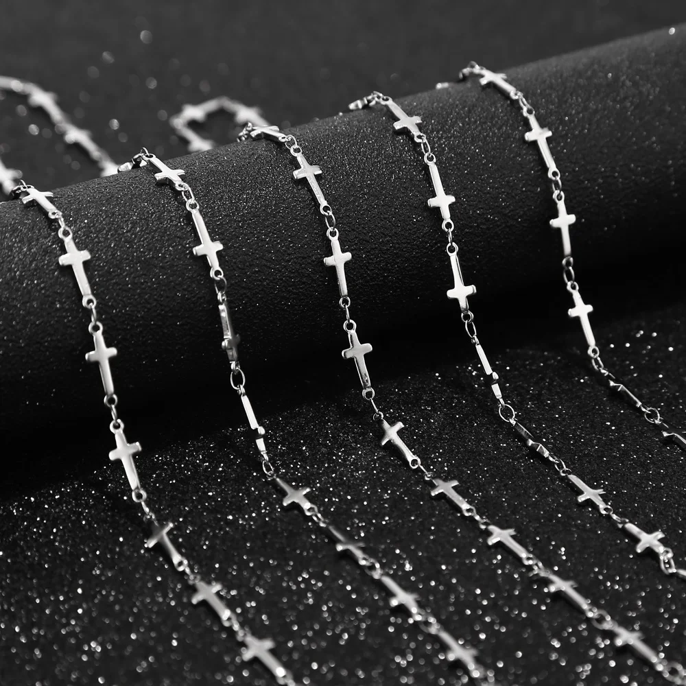 5 мм Ширина нержавеющей стали крест звенья цепи для DIY Изготовление браслета ожерелья 5 м