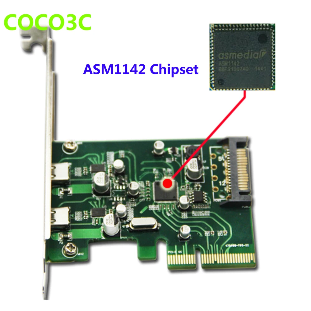 2 порта USB 3.1 Type C PCI Экспресс карта + PCIe низкопрофильный кронштейн pci e 4x к