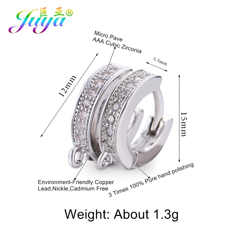 White Gold Juya женские свадебные ювелирные изделия компоненты ручной работы кубического циркония серьги крючки и застежки аксессуары для сережек ювелирных изделий - Цвет: White Gold