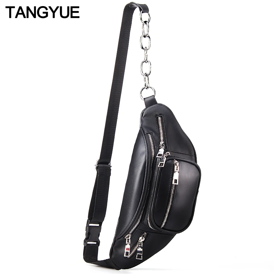 TANGYUE цепи сумка Для женщин женская Грудь Crossbody кожаная 2018 маленький черный sac femme