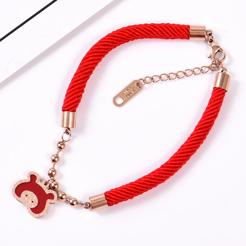 2018 Women Red Rope Bracelet Cute Girl Lucky Trendy Lover With Black Stone Hollow Bangles Dropshipped Worldside Jewelry | Украшения и