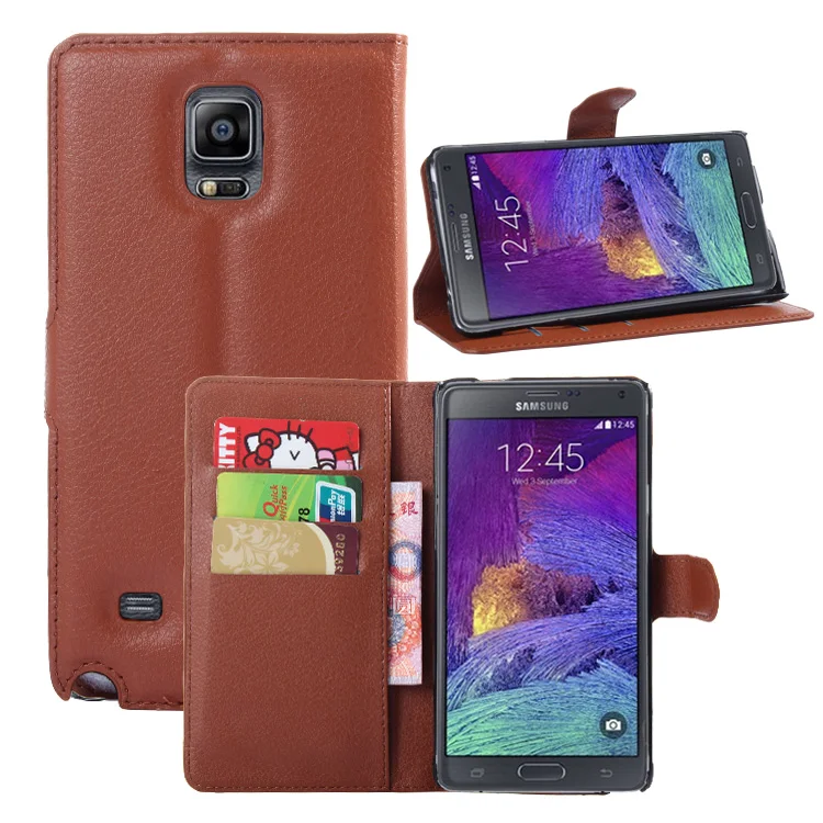 for Samsung Galaxy GALAXY Note 4 N9100 Flip leather Case Wallet card stent cases Lichee Pattern Cover black Note4 SM N910 | Мобильные