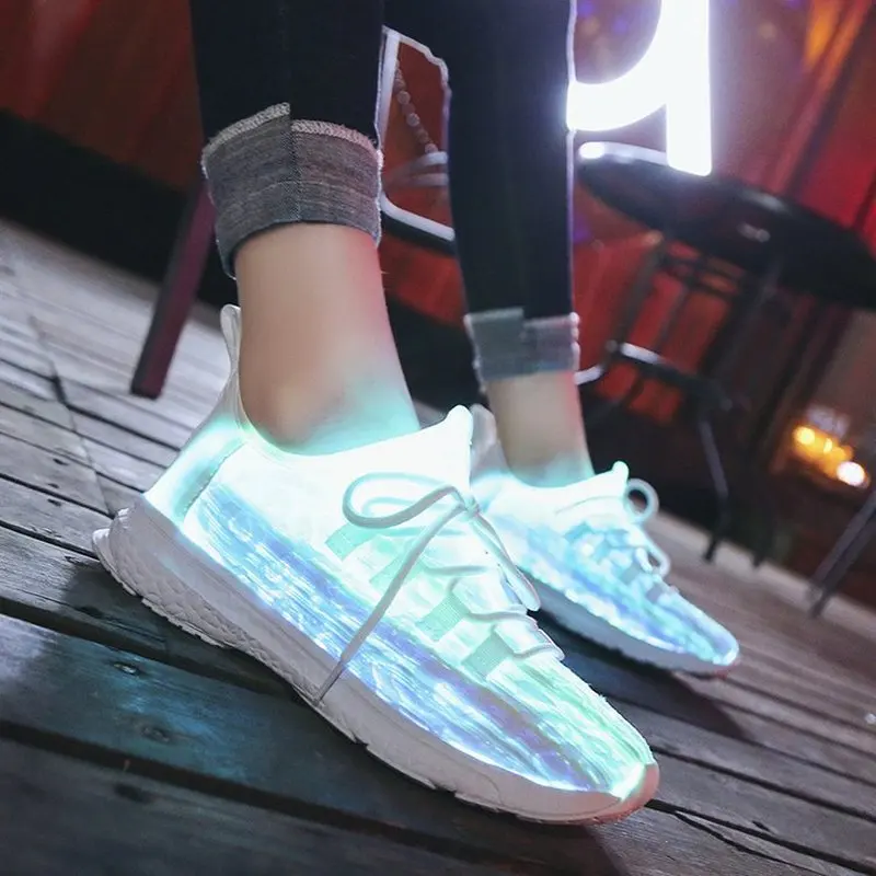 New Sports Night Running Casual Shoes for Unisex Rechargeable Colorful Luminous Waterproof LED Lights Couple Ghost | Обувь