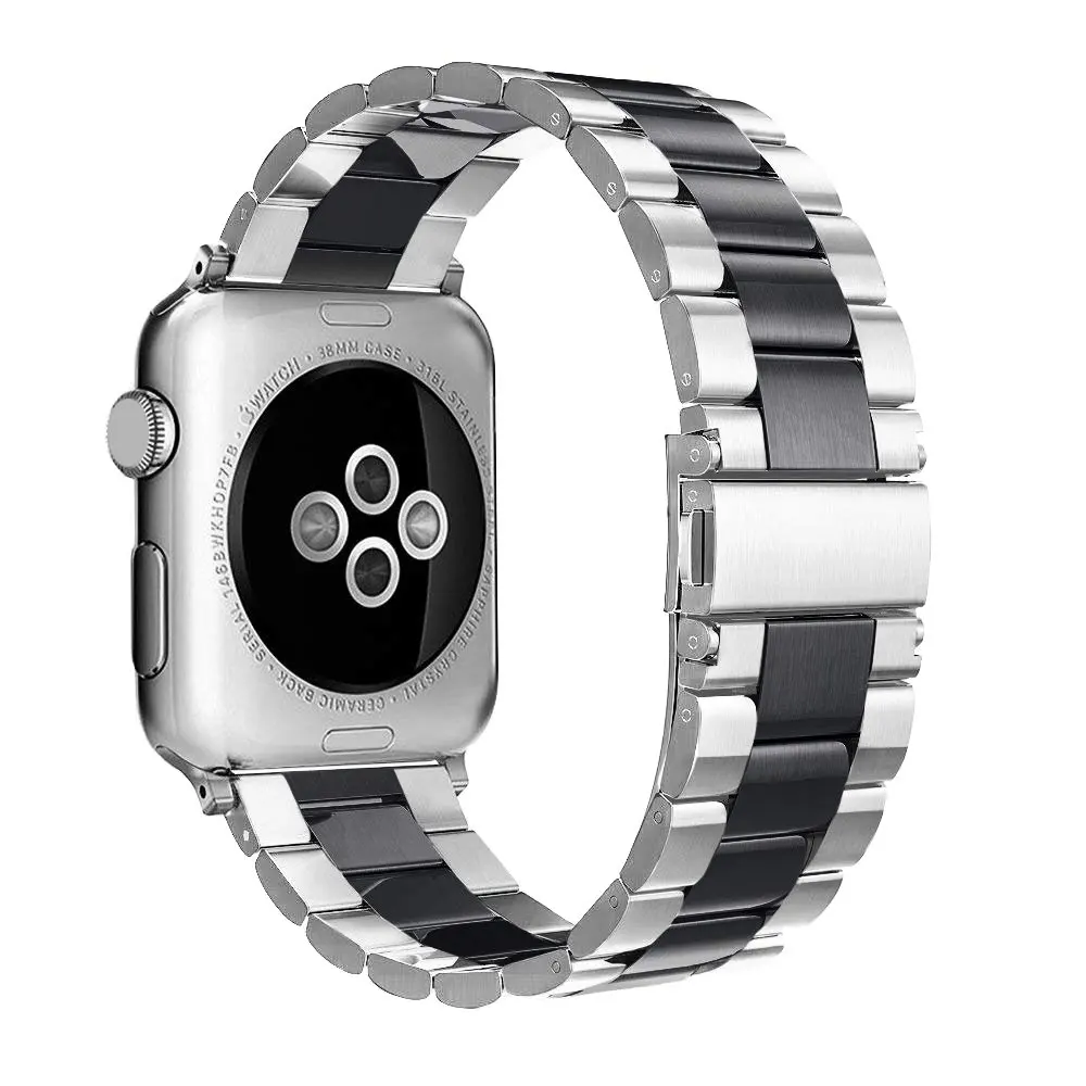 Для Apple Watch ремешок 42/44 мм цвета: черный золотистый Нержавеющая сталь браслетная