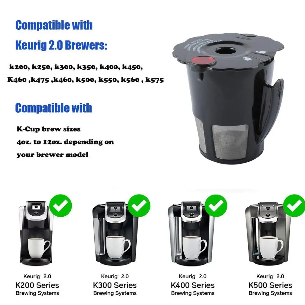 1 шт. многоразовый фильтр для кофе Keurig K-Cup 2,0 k200 k300 k400 k500 k450 k575 для пивоварения Keurig k Cup многоразовый фильтр для кофе