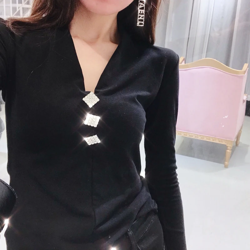 ALPHALMODA 2019 весенние женские тонкие роскошные футболки на пуговицах с длинным