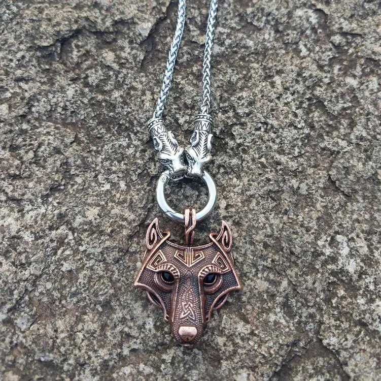 Metal Chain C-3 LANGHONG, 1 шт., скандинавские Викинги, ожерелье с подвеской, норза, голова волка, ожерелье, оригинальные украшения в виде животных, голова волка, hange - Окраска металла: Metal Chain C-3