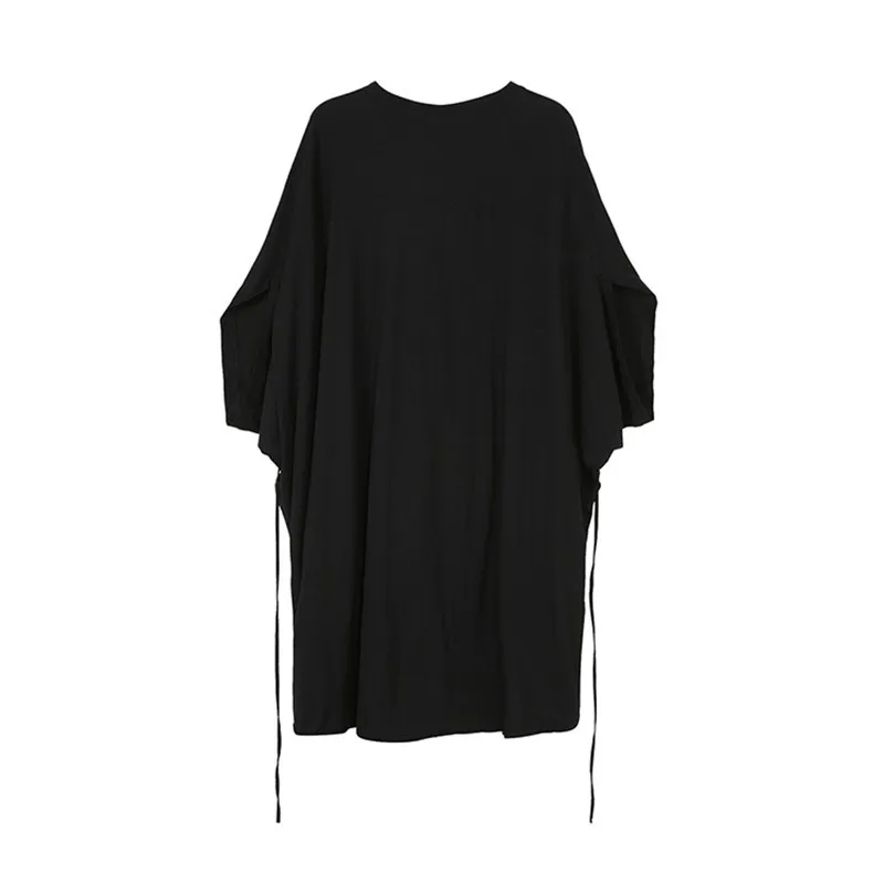 Женская футболка CHICEVER черная свободная большого размера с рукавом летучая мышь и