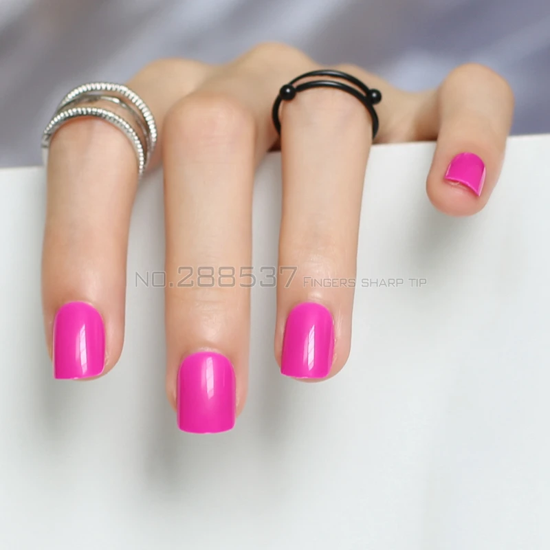 Яркие однотонные накладные ногти 24 шт. сексуальные розово красные конфеты