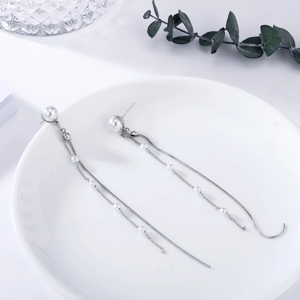 HanCheng модные висячие серьги с жемчугом длинные ювелирные изделия корейские для