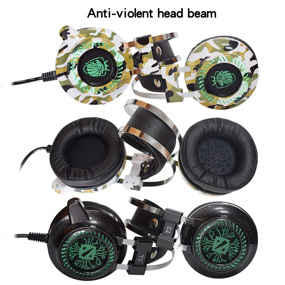 Games headphone professional E-sport headset luminescence camouflage color noise cancelling line control HD MIC comfortable wear |