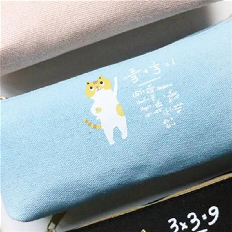 Милый пенал кавайный мультяшный Кот математический для хранения канцелярских