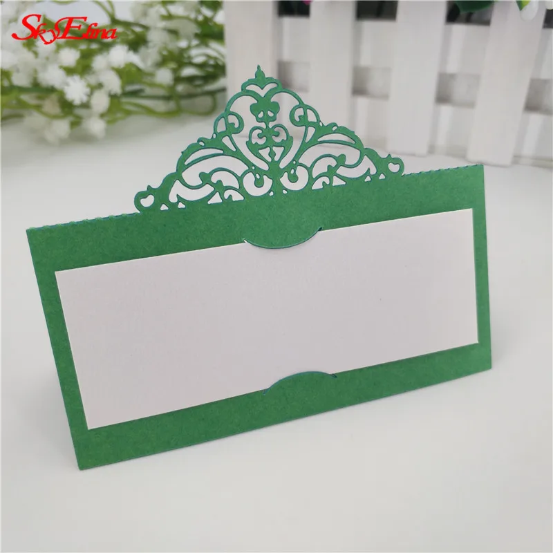 dark green 50 шт. Свадебные и свадебные открытки с лазерной резкой для жениха и невесты свадебные именные открытки Гостевая карточка с именем и местом украшение свадебного стола настольные карты 6Z - Цвет: dark green